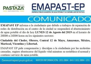 #Comunicado# EMAPAST EP Informa A La Ciudadanía