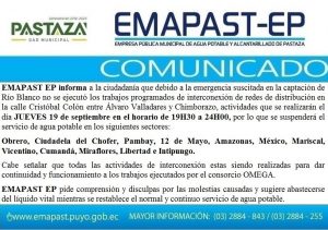 #Comunicado# EMAPAST EP Informa:
