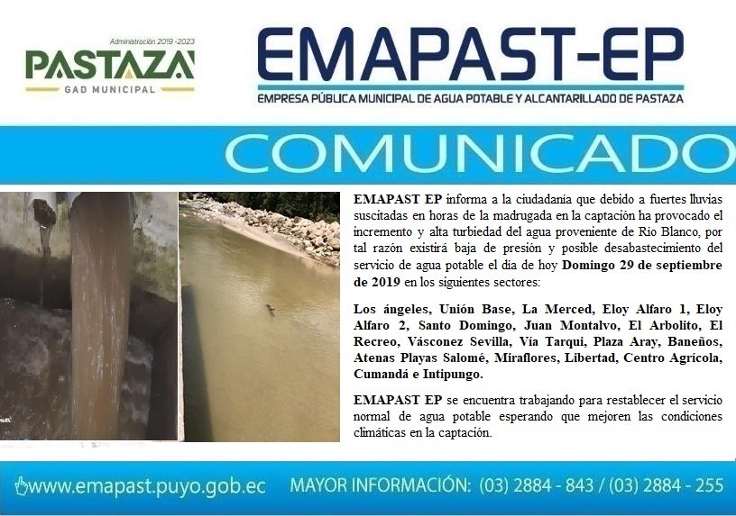 #Comunicado# EMAPAST EP Informa: