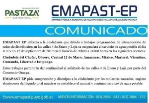 #Comunicado# EMAPAST EP Informa: